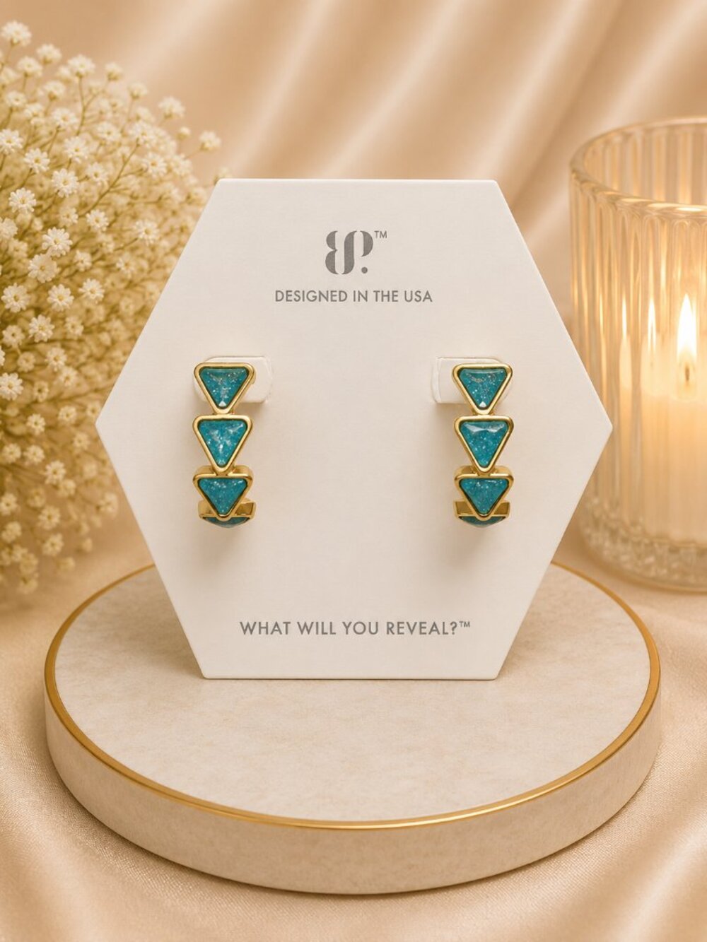 Bomb Party "A Path Forged Softly" Blue Ice Crystal on Gold Plating $128 MSRP